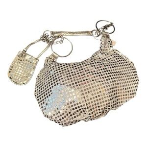 Silver Metallic Mesh Handbag with Coin Purse